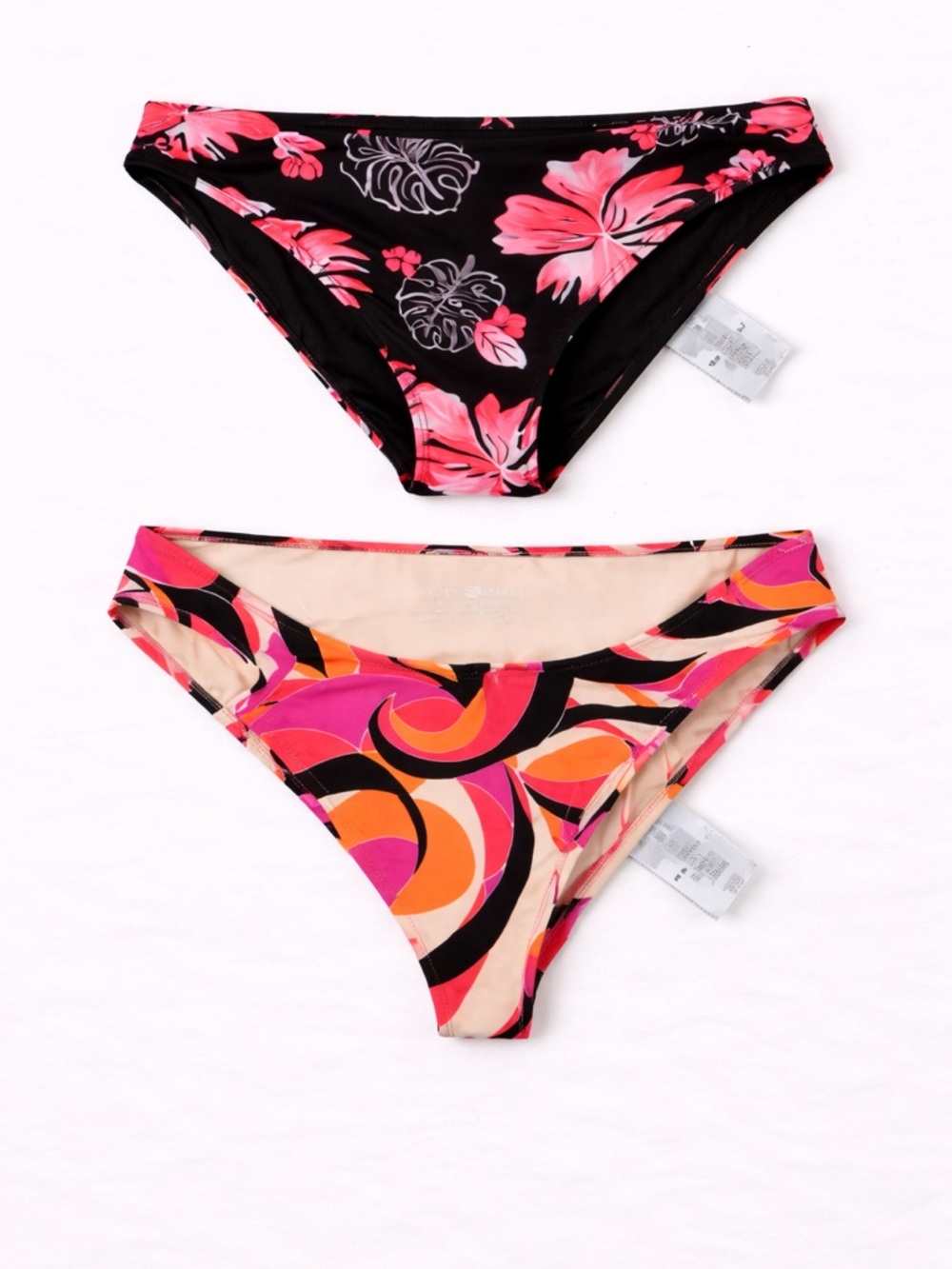 Shade & Shore Two-Pack Bikini Bottoms - Black, Pink & Orange